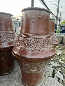 Chậu gốm màu đồng - hoa văn đi theo miệng chậu - Ảnh 2